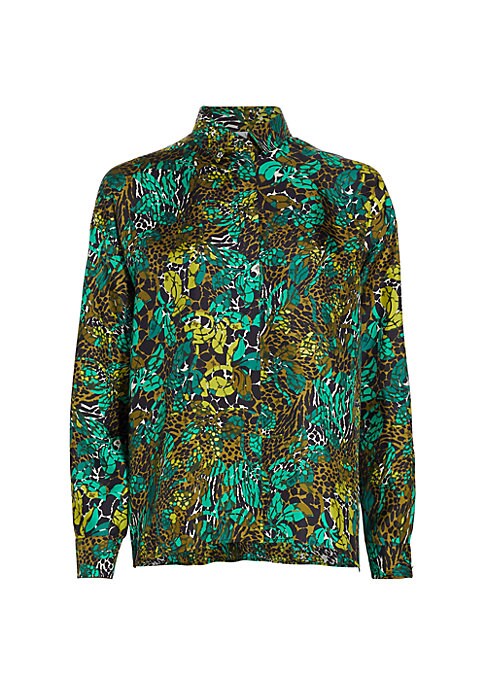 Silk Leaf Print Blouse