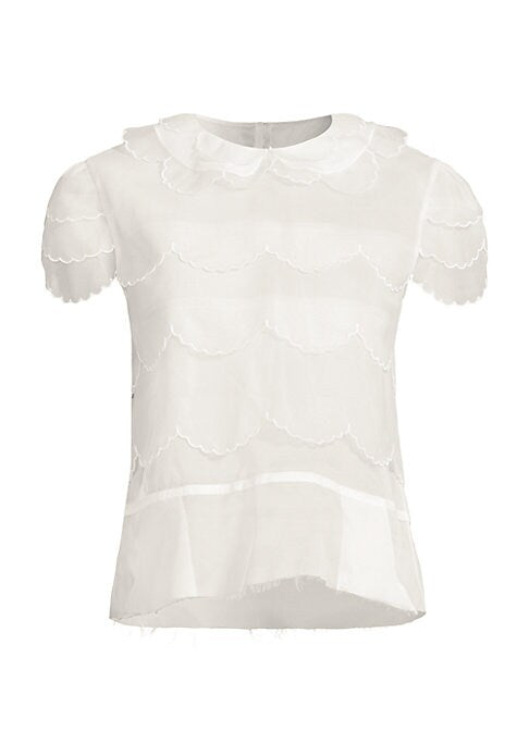 Scalloped Silk Blouse