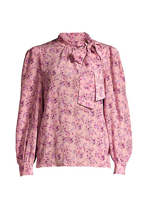 Floral Silk Scarf Blouse