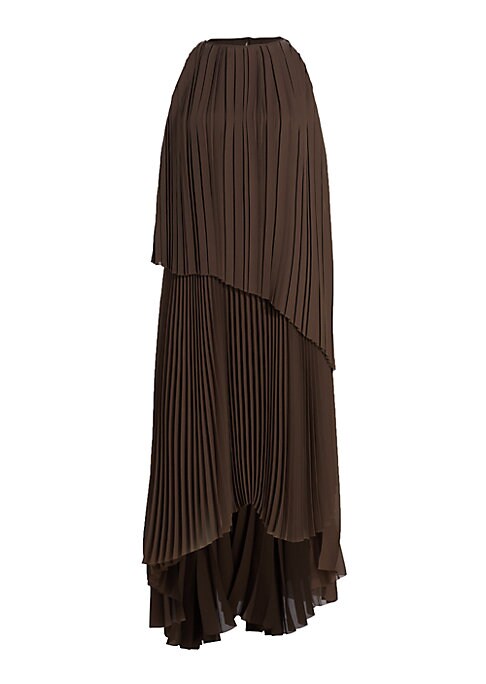 Pleated Asymmetric Midi Dress