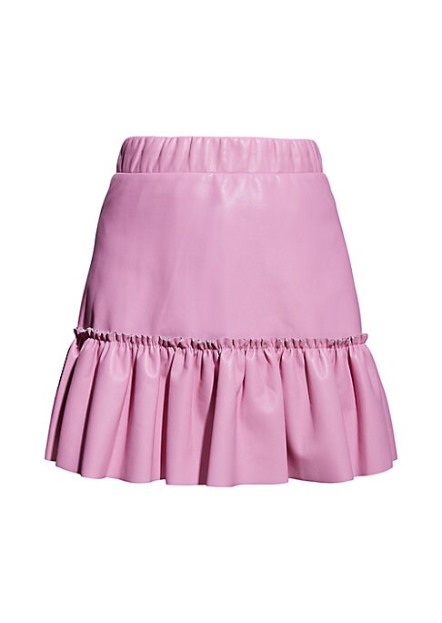 Ruffled Eco Leather Mini Skirt