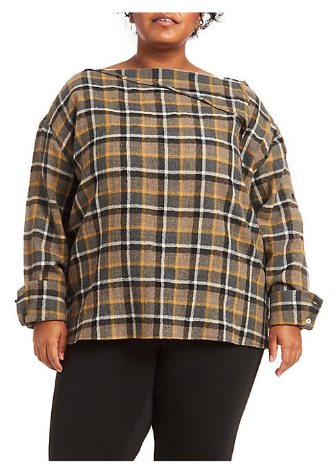 Plaid Button Top