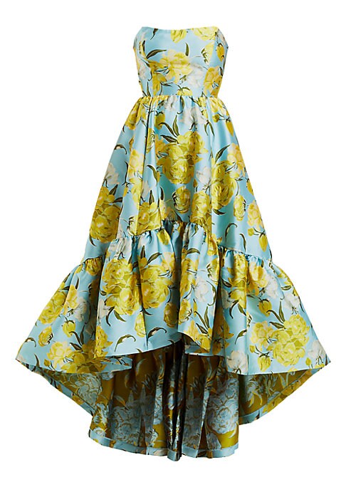 Floral Flounce Evening Dress