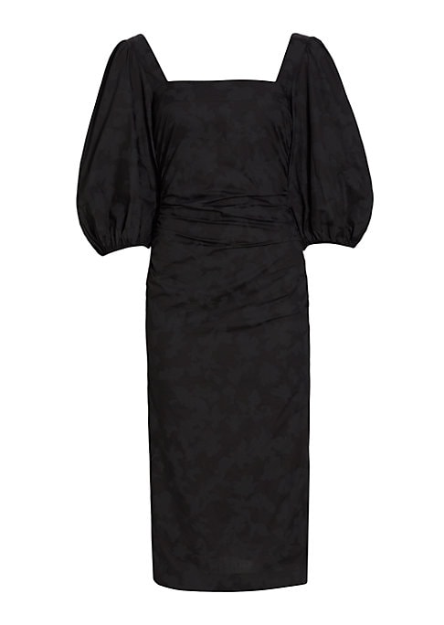 Balloon-Sleeve Midi Dress