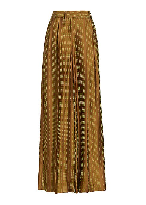 Embroidered Satin Trousers