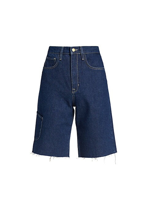 Denim Wide-Leg Cargo Shorts