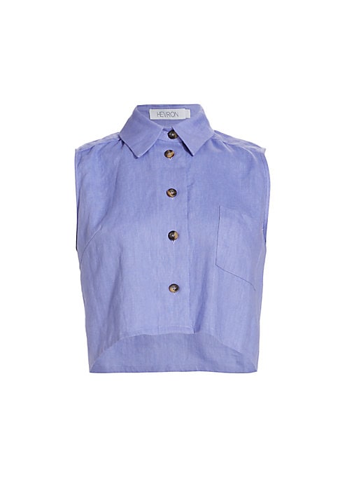 Linen Cropped Button Shirt