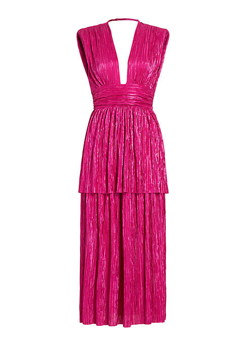 Ruffled Foil Midi Dress
