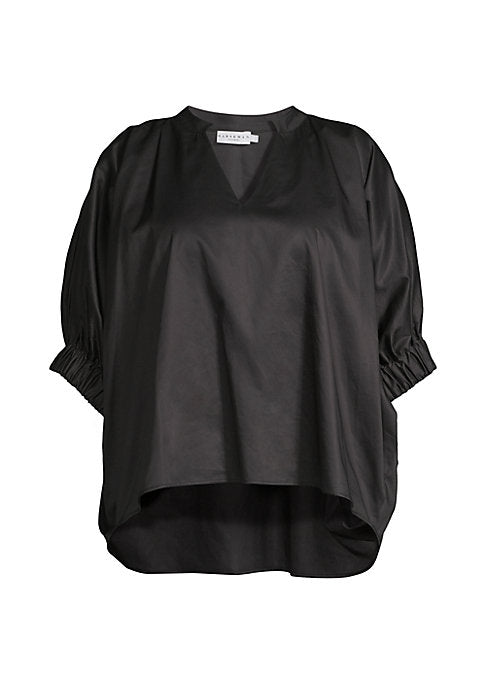 Crisp Cotton Split Blouse