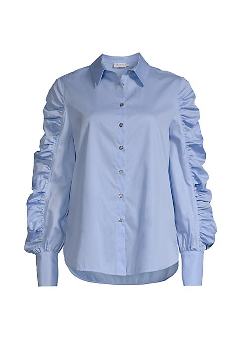 Ruched Sleeve Cotton Top