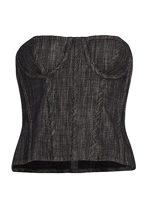 Denim Zip Bustier Top