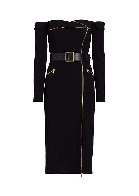Chic Off-Shoulder Biker Dress