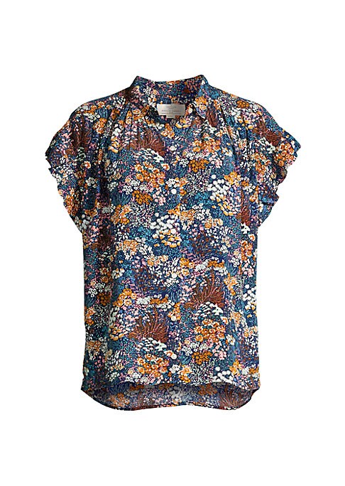 Floral Silk Ruffle Top