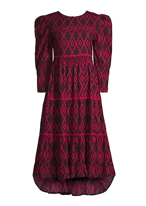 Geometric Puff Sleeve Dress