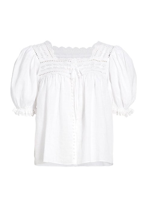 Lace-Cuffed Puff Top