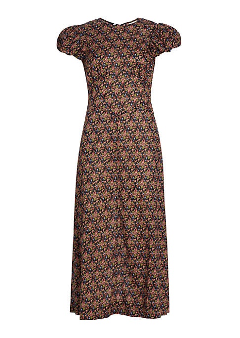 Floral Puff Midi Dress