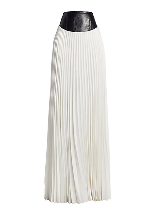Pleated Leather Waist Skirt