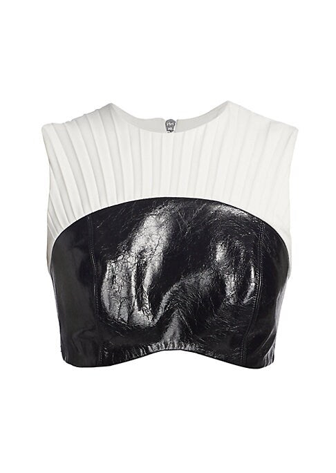 Chic Pleated Leather Top