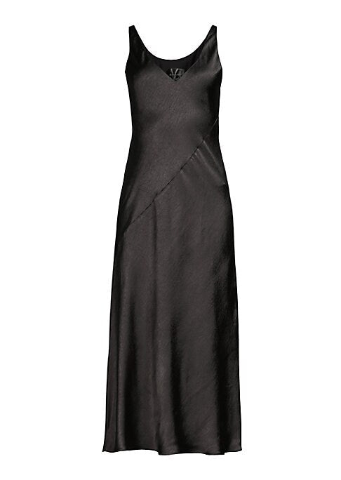 Satin V-Neck Midi Dress