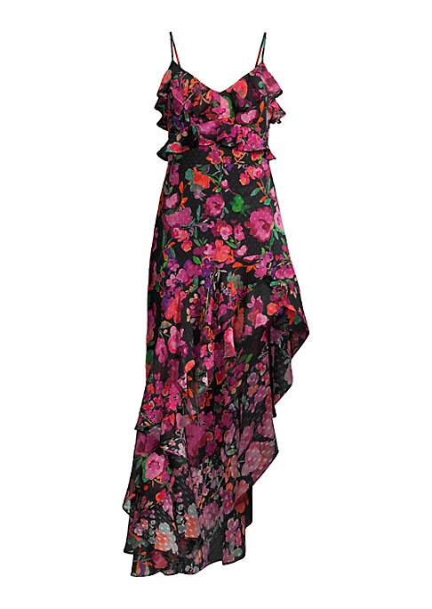 Floral Ruffle Asymmetric Dress