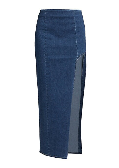 Stretchy Slit Denim Skirt