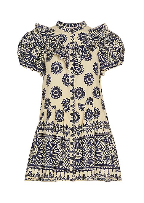 Puff-Sleeve Cotton Dress