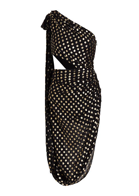 Polka-Dot Sari Midi Dress