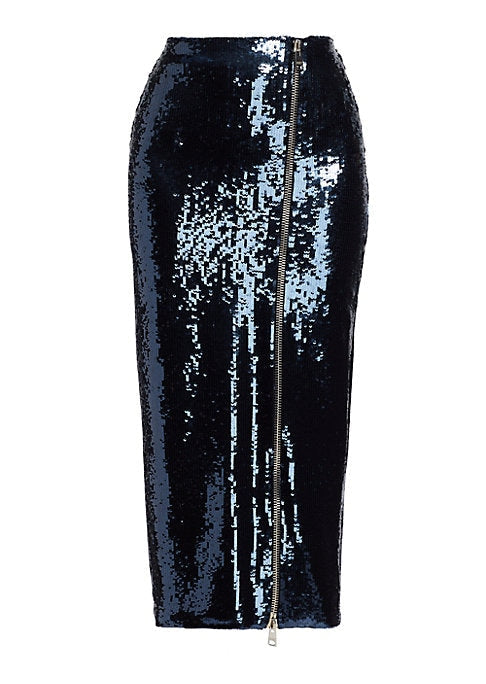 Shimmering Midi Zip Skirt