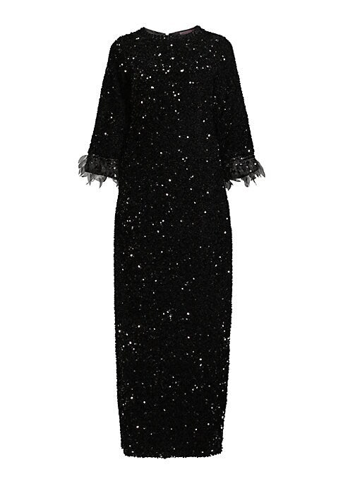 Sequined Feather Cuff Dress