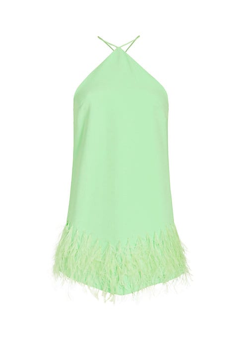 Feathered Halter Mini Dress