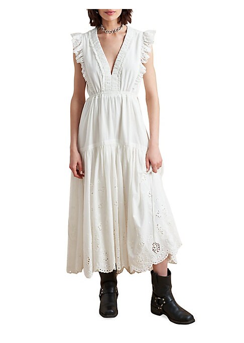 Embroidered Ruffle Dress