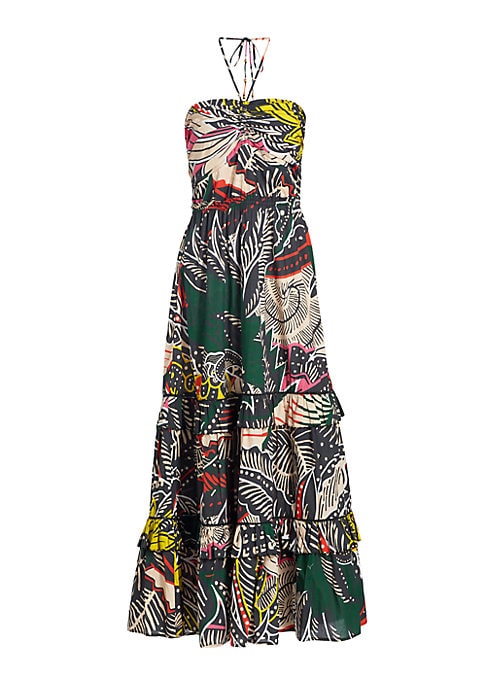 Tropical Ruffle Halter Dress