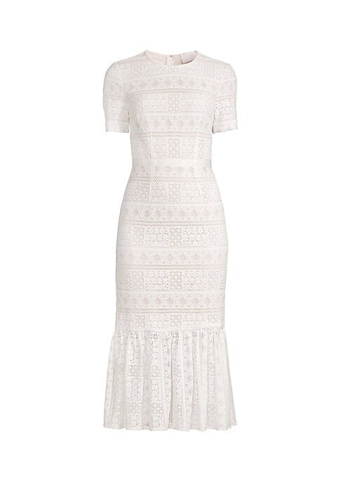 Lace Striped Midi Dress