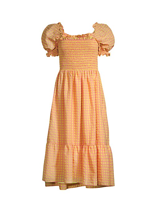 Puffed Sleeve Gingham Dress