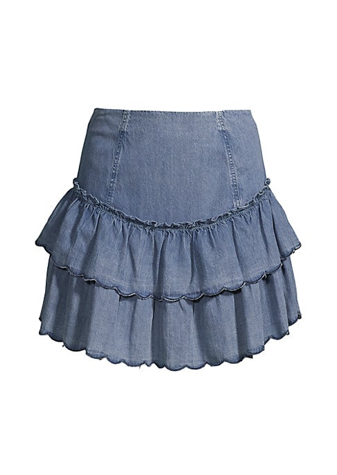 Ruffled Denim Mini Skirt