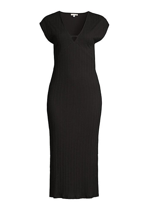 V-Neck Ribbed Midi Dress