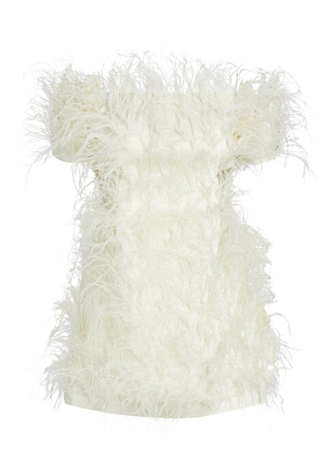 Feathered Off-Shoulder Dress