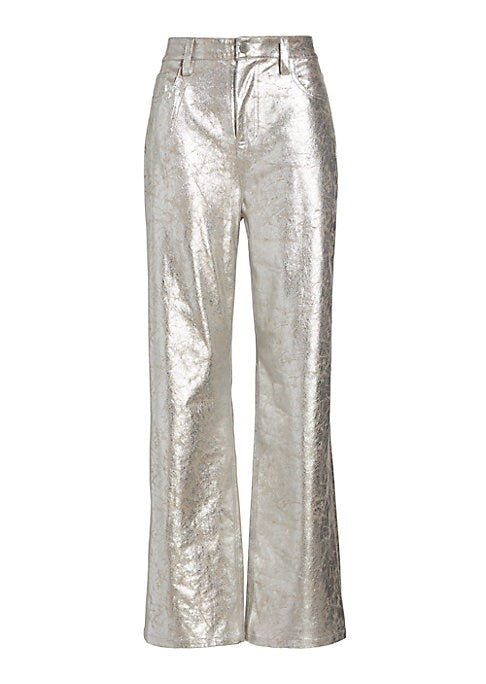 Metallic Luxe Wide-Leg Pants