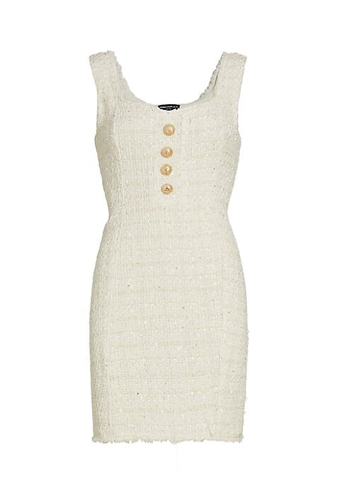 Chic Buttoned Tweed Dress