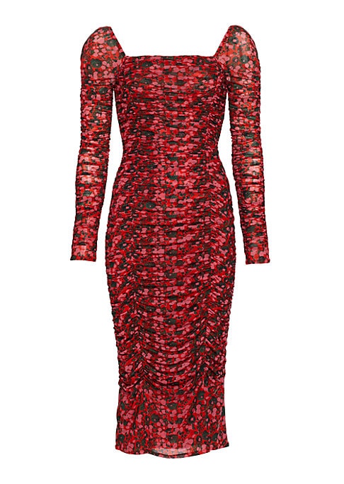 Floral Ruched Midi Dress