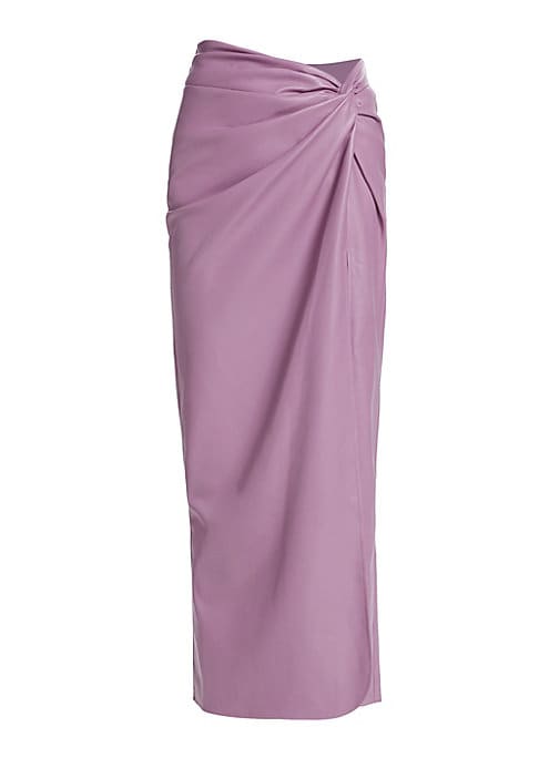 Draped Faux Leather Maxi