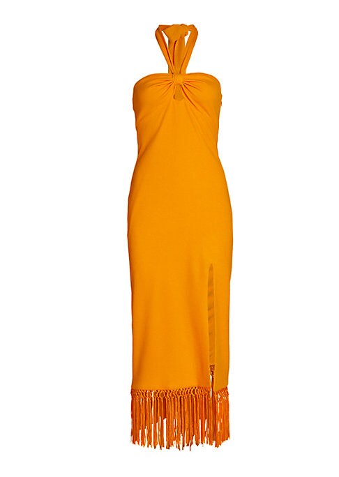 Fringe Slit Midi Dress