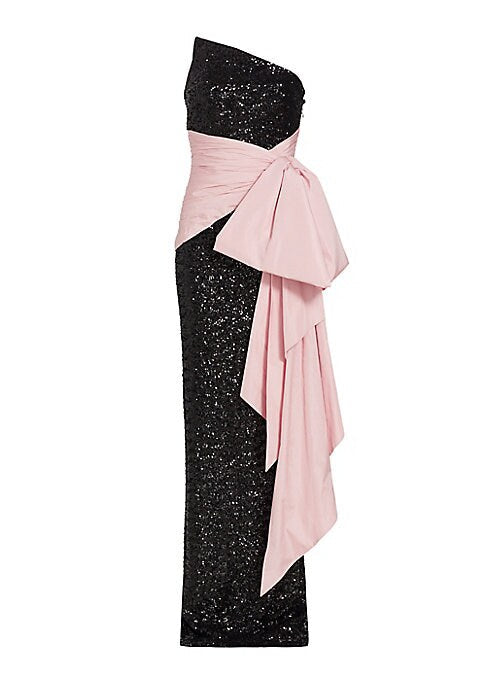 Glittering Sash Evening Gown