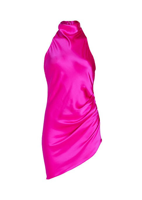 Satin Cowl Halter Dress