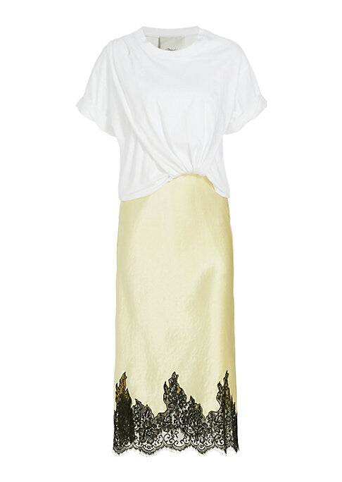 Satin Lace Tee Dress