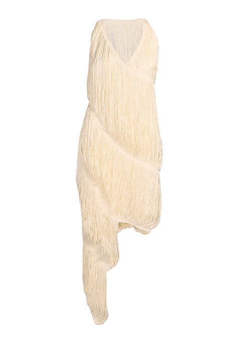 Fringe Draped V-Neck Dress