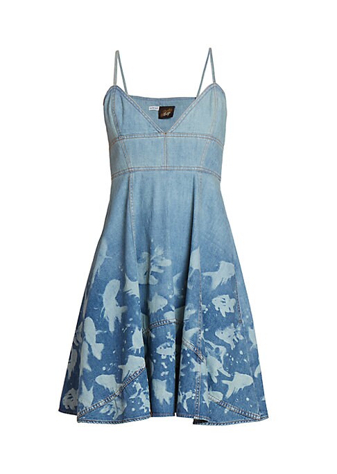 Fish-Print Denim Summer Dress