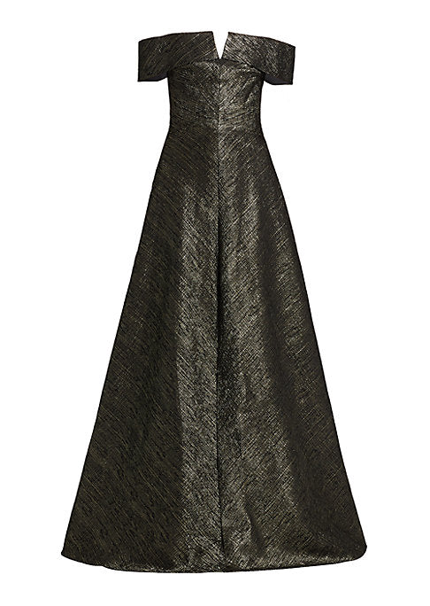 Metallic Shoulder-Baring Dress