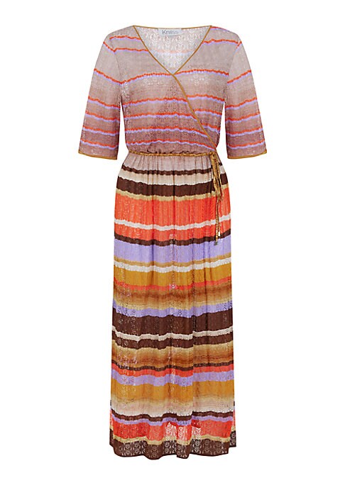 Vibrant Striped Wrap Dress