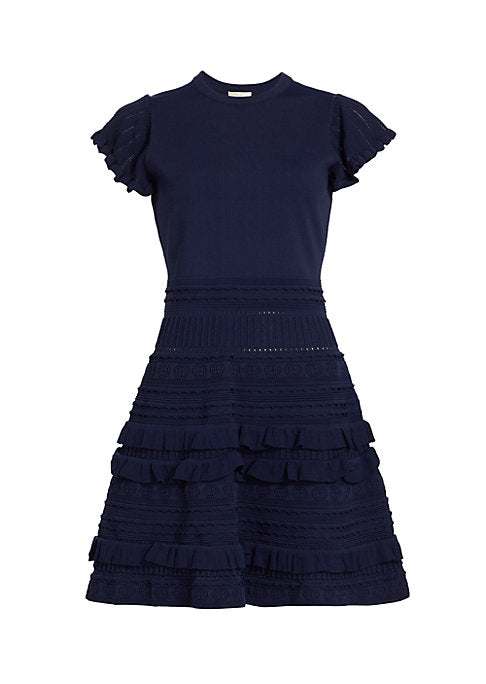Frill-Trimmed Knit Dress